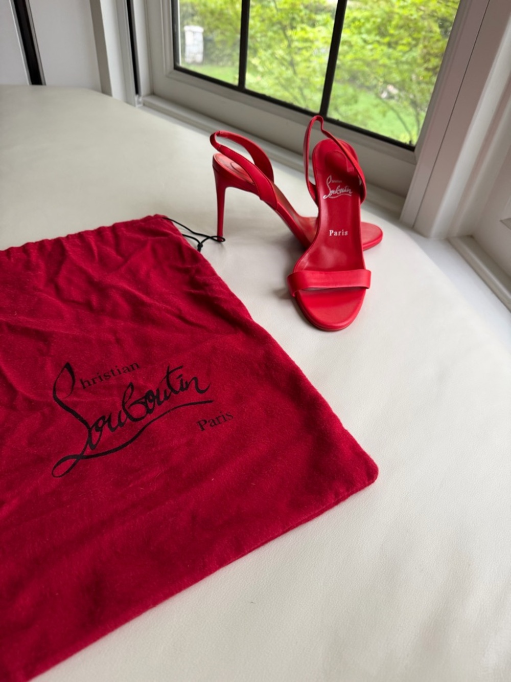 Christian Louboutin Red Marilyn 85mm Slingback Stiletto Sandals w/ Bag